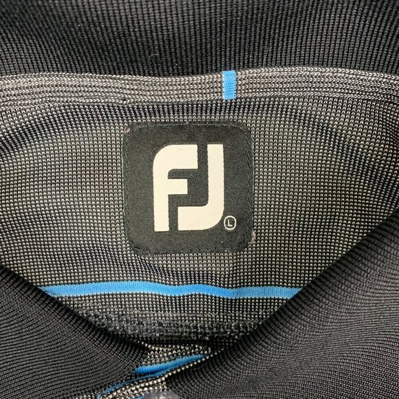 FootJoy Gray and Blue Striped Polo Shirt - Picture 3 of 9